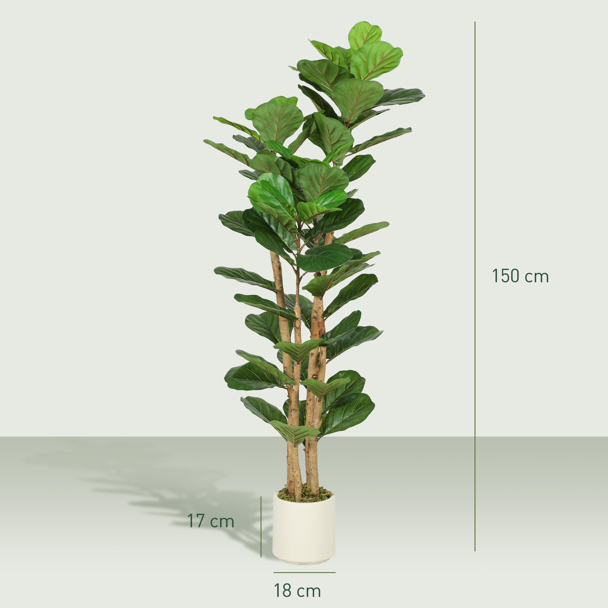 Voir la diapositive 3 : HOMCOM Arbre artificiel plante artificiel figuier lyre H.1,5 m vrais troncs 71 feuilles grand réalisme