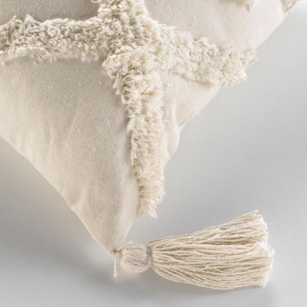 Paris Prix Coussin Déco Tufté à Pompons  Inca  40x40cm Beige