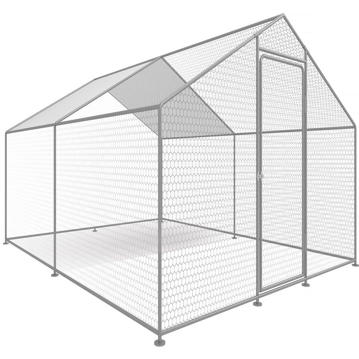 Poulailler Enclos Grillagé Parc Poules Extérieur 3x8x2 m en Galvanisé - Ciel & terre Commerce