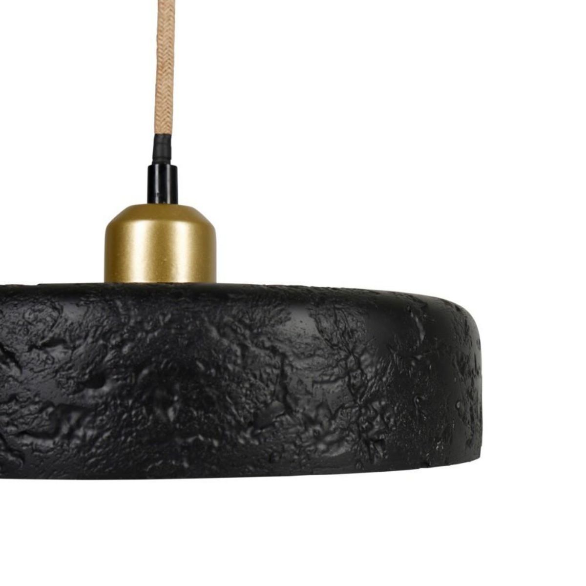 OSTARIA Suspension ciment et métal noire et dorée