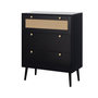 Voir la diapositive 2 : BEST MOBILIER Goto - commode - noir et cannage - 80 cm
