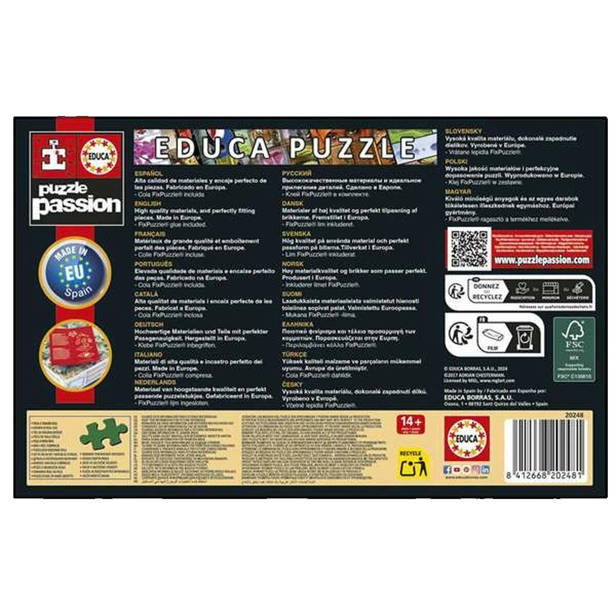 Voir la diapositive 2 : EDUCA Puzzle 1000 pièces – Symboles de l’Europe Miniature – 62,5 x 30 cm – Educa – Dès 12 ans