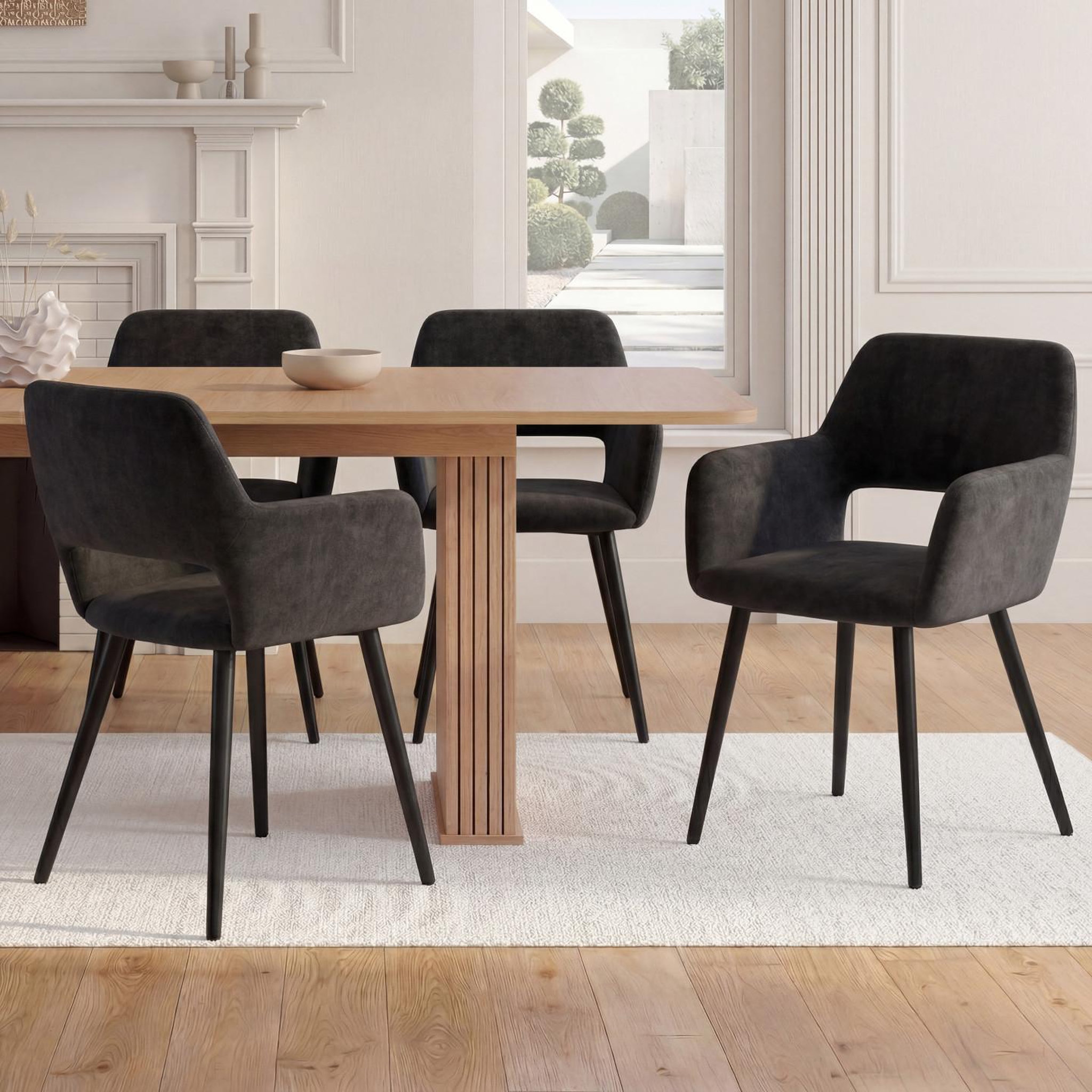 Voir la diapositive 2 : ID MARKET Lot de 4 chaises de salle à manger, fauteuils de table holy en velours noir