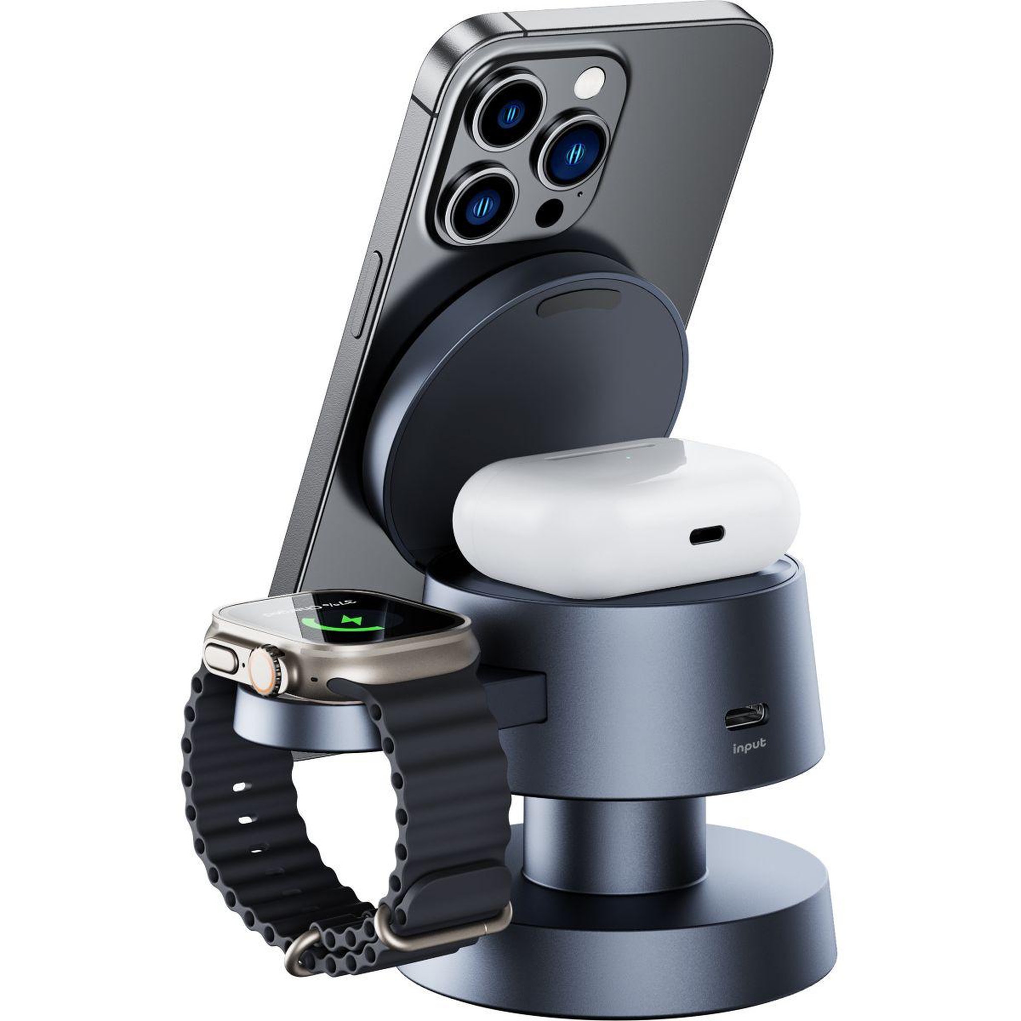 Voir la diapositive 3 : ESSENTIEL B Station de charge sans fil 4 en 1 + light