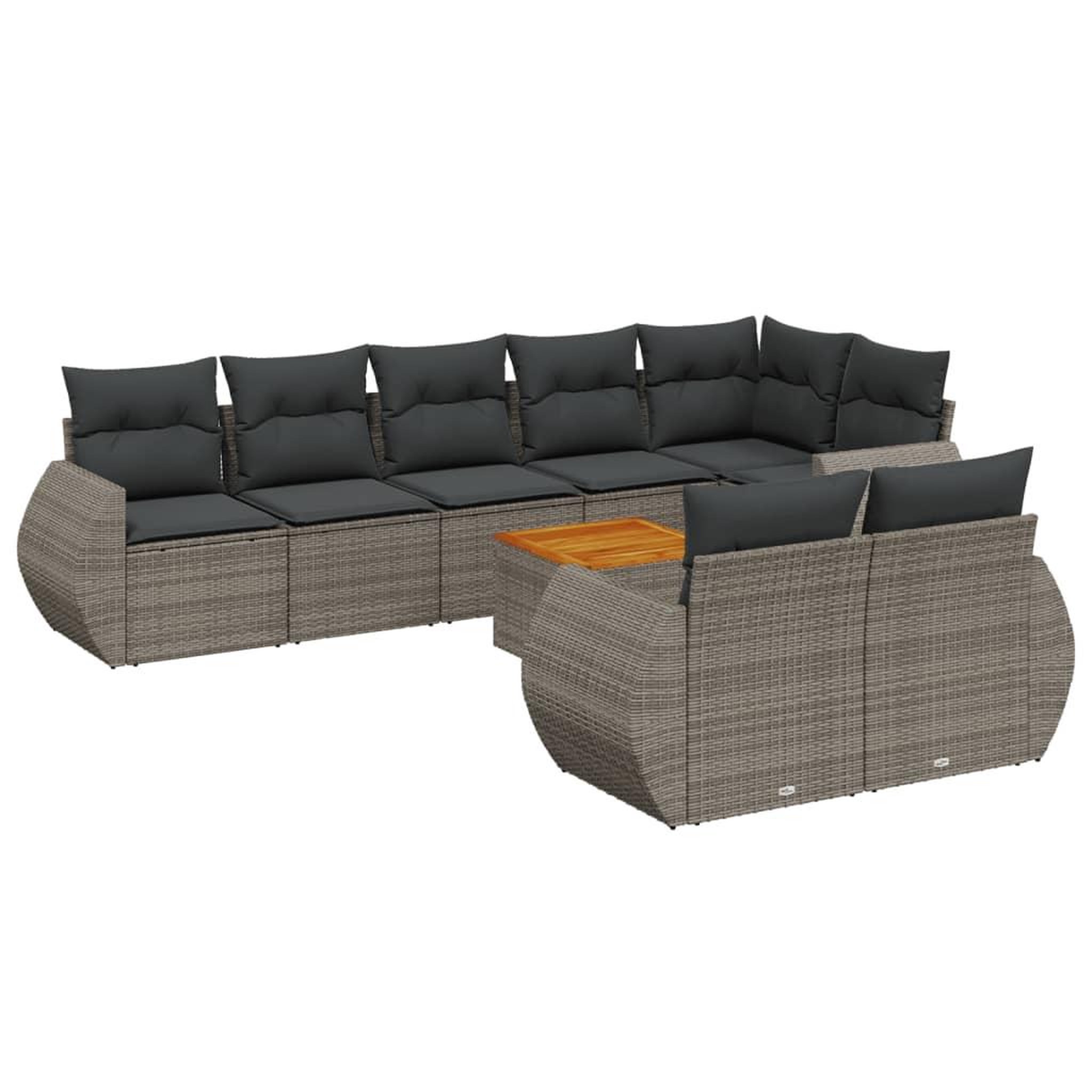 Voir la diapositive 2 : VIDAXL Salon de jardin 9 pcs avec coussins gris resine tressee