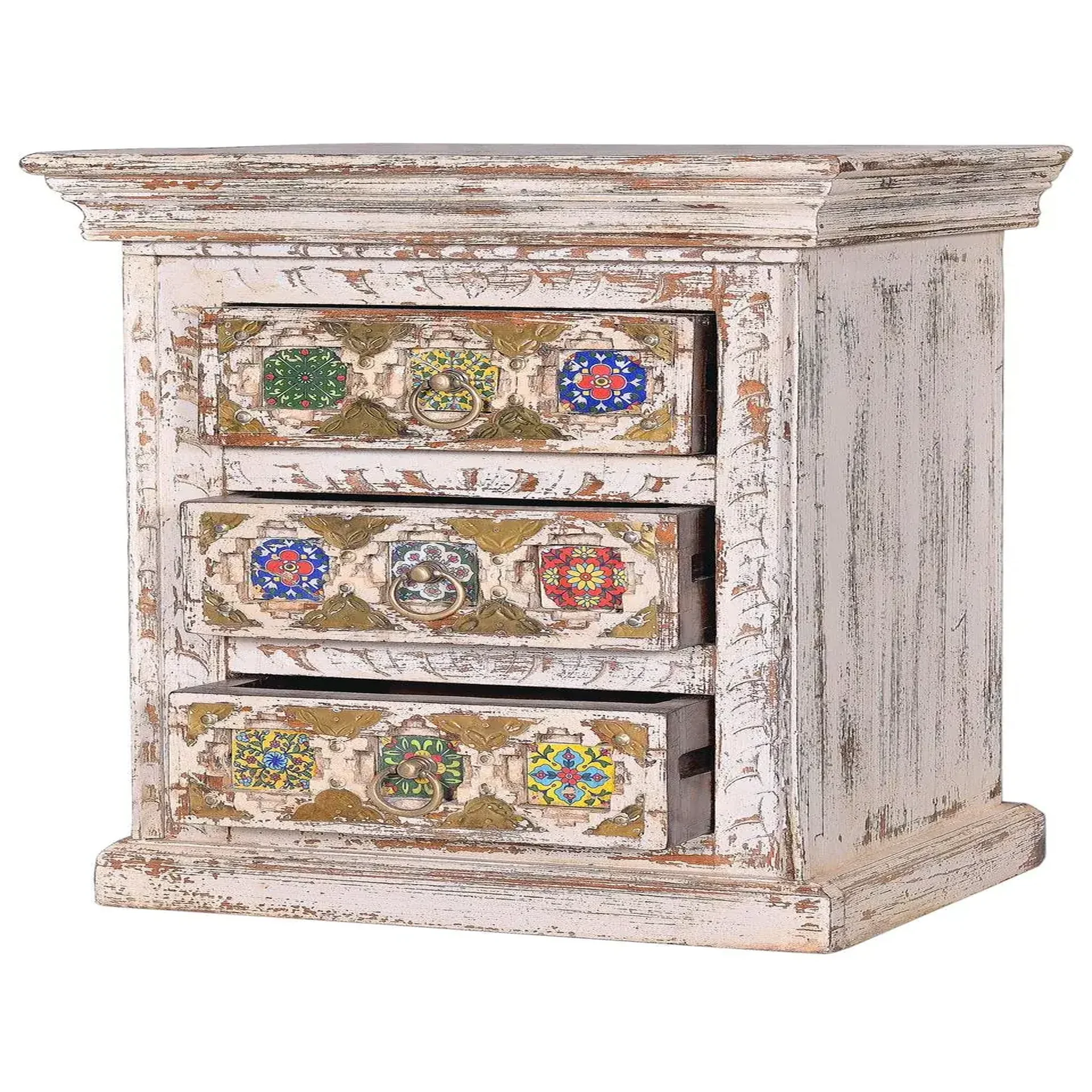 Voir la diapositive 3 : GINER Y COLOMER SL Table de chevet en bois de manguier 45 cm style méditerranéen moderne