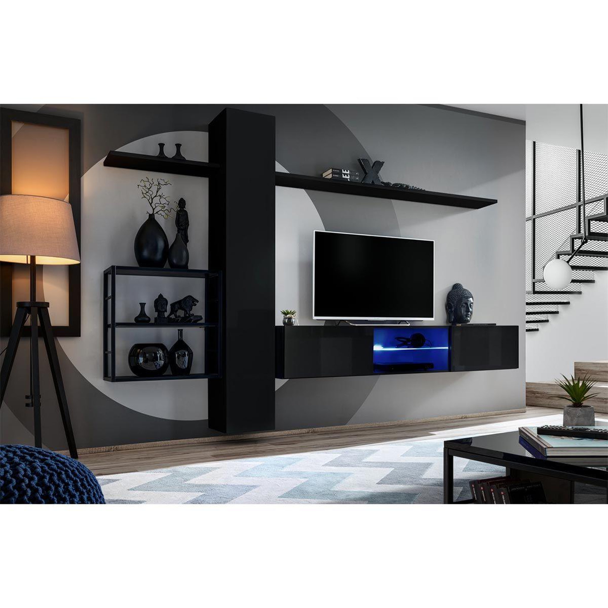 Voir la diapositive 2 : Paris Prix Ensemble meuble tv  switch v  270cm noir