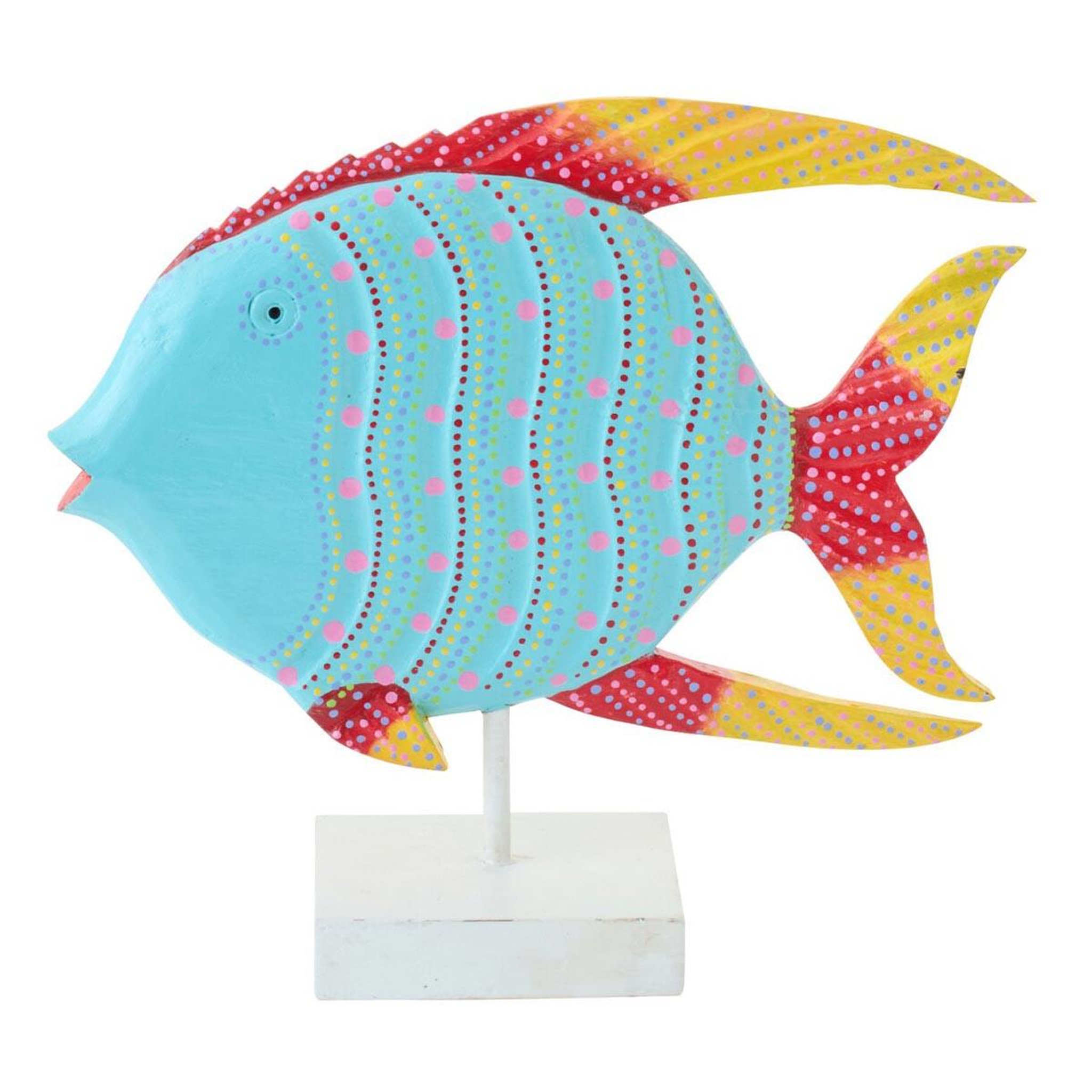 J-LINE Poisson déco sur pied  pois  37cm multicolore