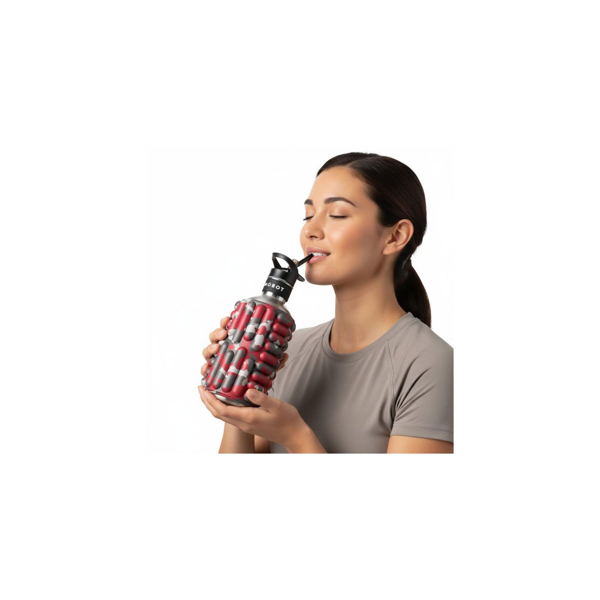 MOBOT Bouteille de sport - Mobot - Fonction 2 en 1 rouleau de massage - Noir black ops