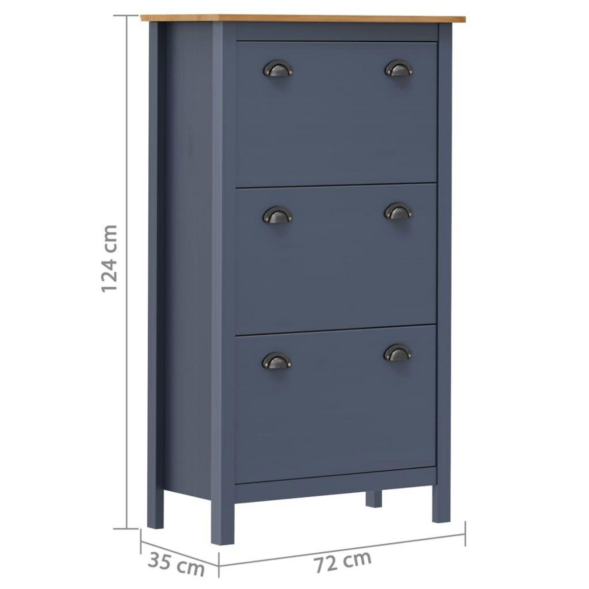 VIDAXL Armoire a chaussures Hill Gris 72x35x124 cm Bois de pin solide