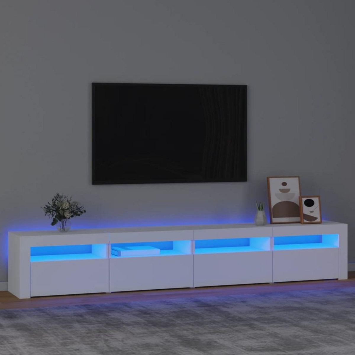 VIDAXL Meuble TV avec lumieres LED Blanc 240x35x40 cm