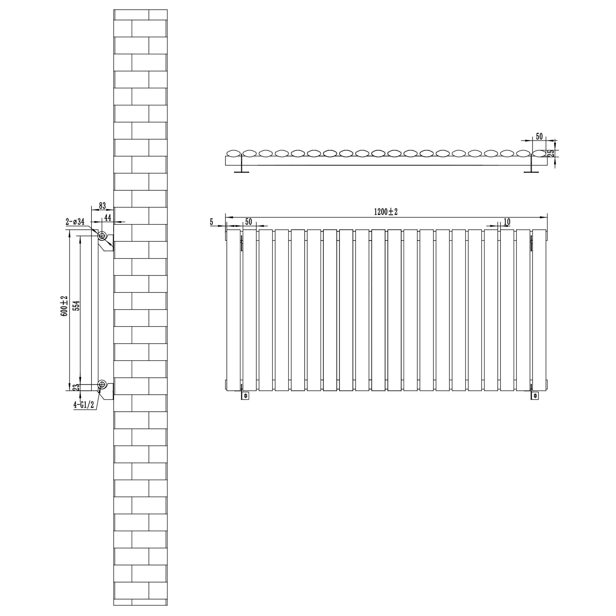 Voir la diapositive 5 : MONSTERSHOP Radiateur à colonnes ovales, 1 panneau - 600 x 1200 mm