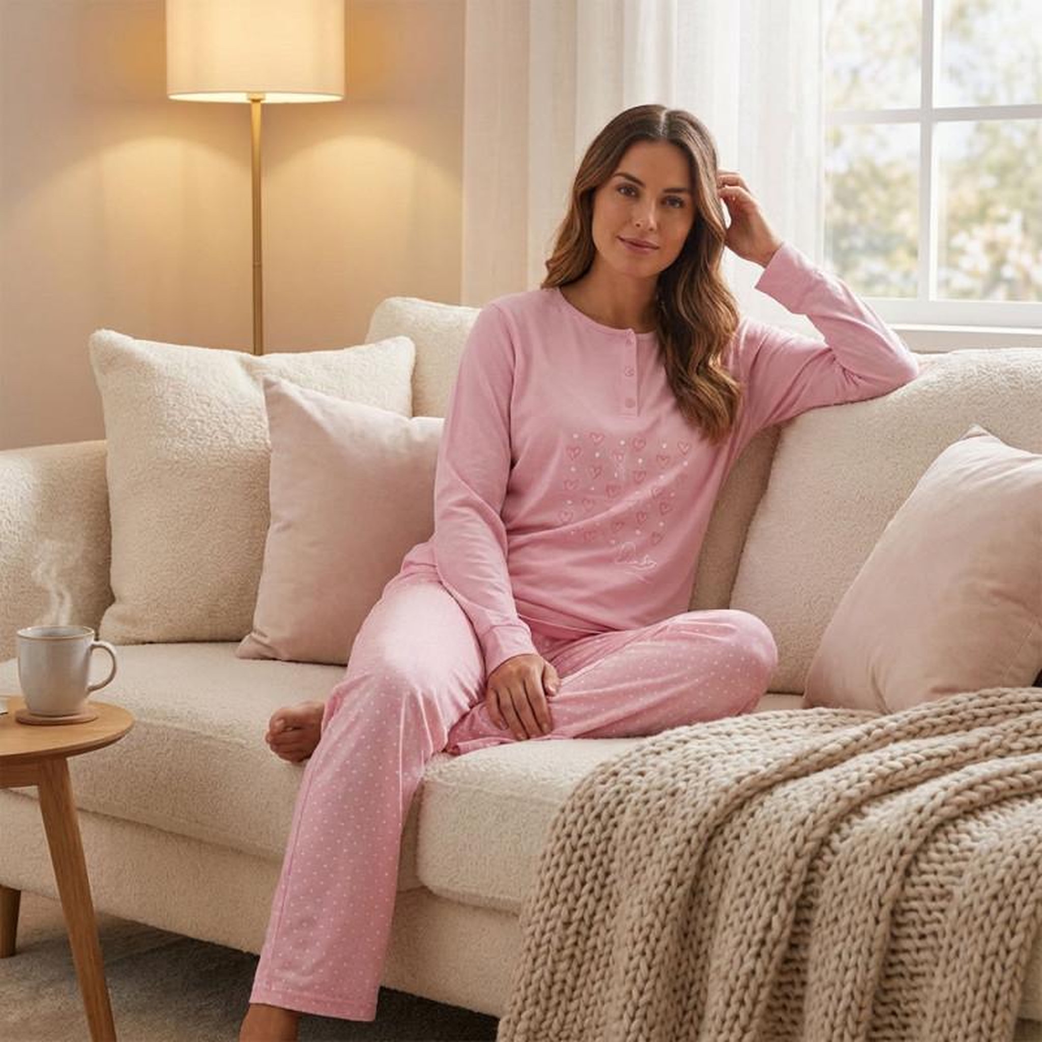 Voir la diapositive 4 : OZABI OZABI Ensemble Pyjama Long Femme Haut Manches Longues