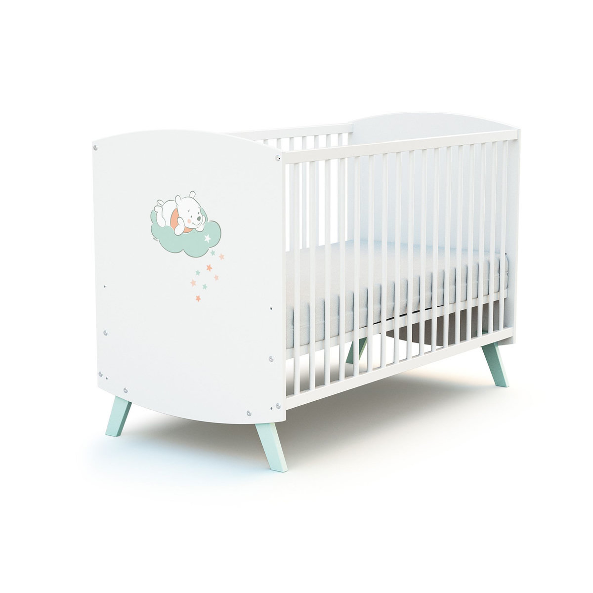 AT4 Lit bébé 60x120 cm WINNIE NUAGE DISNEY Blanc