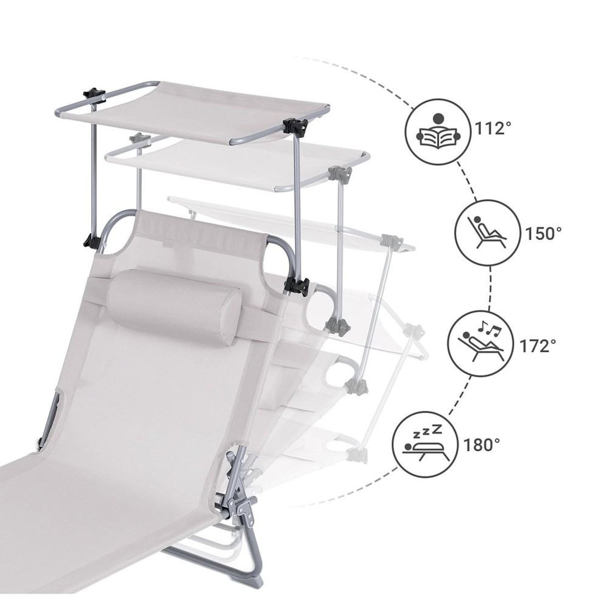 SOBUY SoBuy - Chaise Longue Réglable Pare-Soleil - Fonctionnel - OGS48
