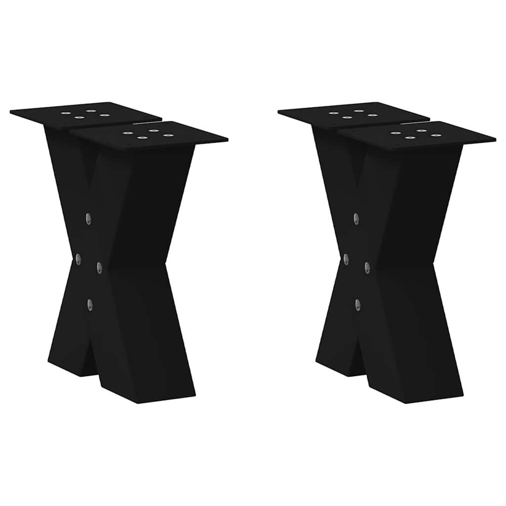 VIDAXL Pieds de table basse forme de X 2 pcs noir 30x(30-31) cm acier