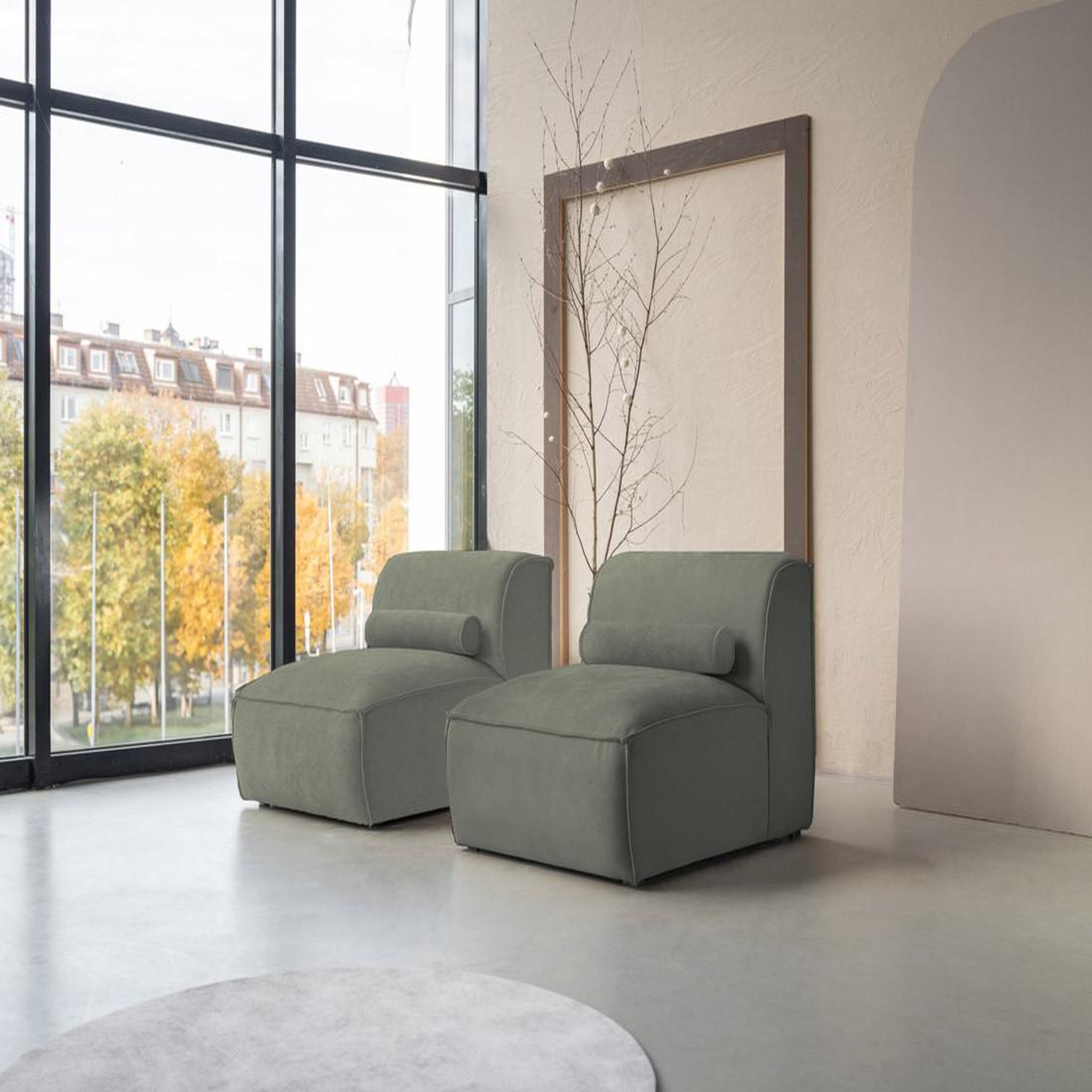 Voir la diapositive 2 : BEST MOBILIER Felix - canapé modulable 2 places en tissu texturé