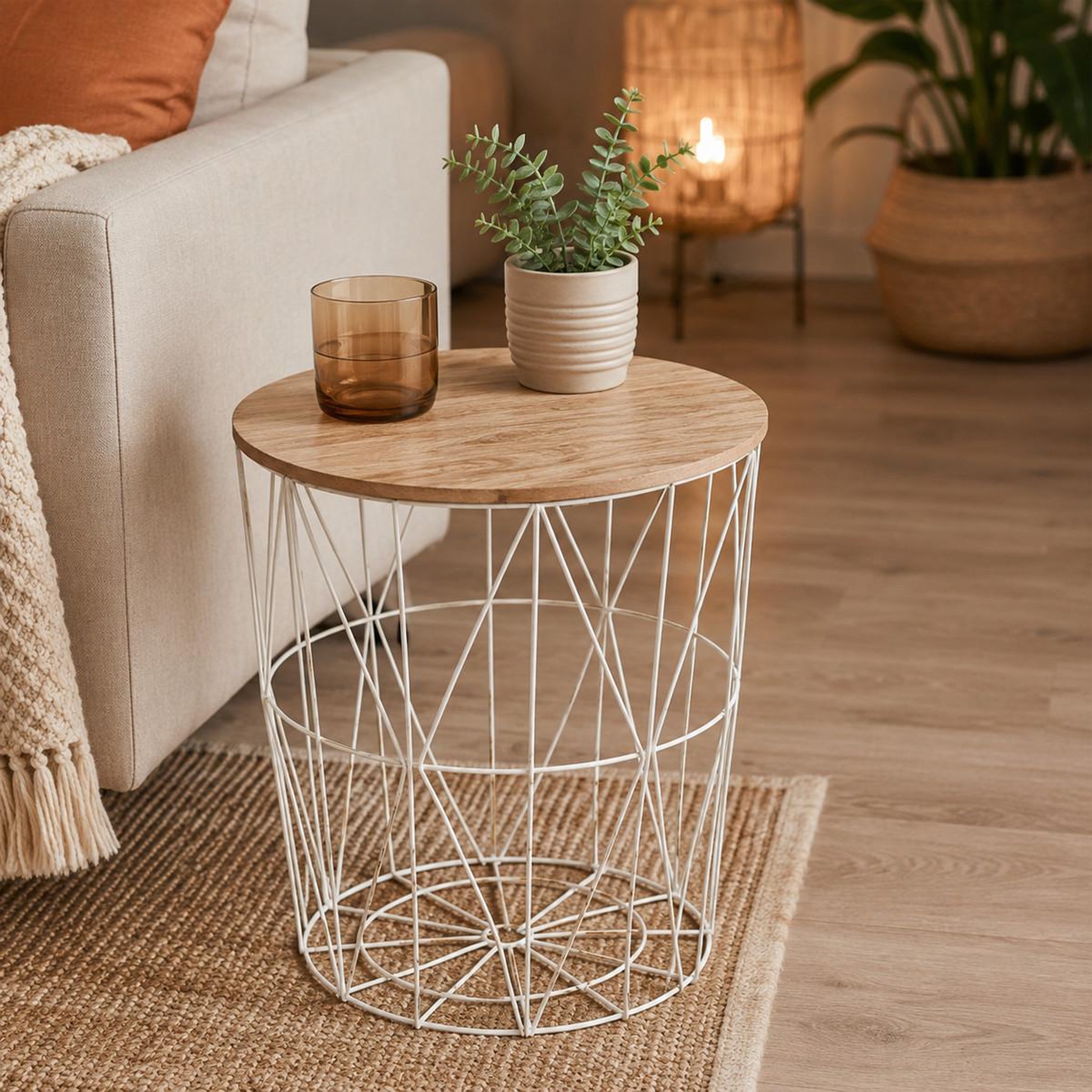 Voir la diapositive 4 : ATMOSPHERA Table d'appoint design  kumi  41cm blanc