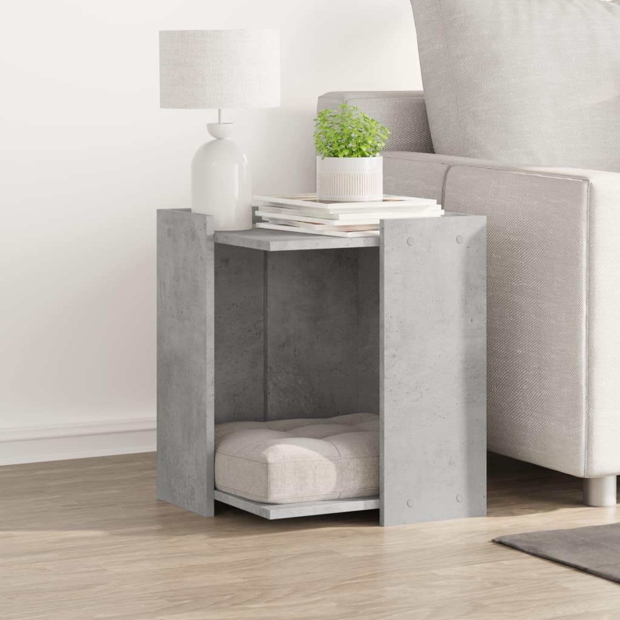 Voir la diapositive 3 : VIDAXL Meuble de bac a litiere pour chat gris beton bois d'ingenierie