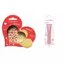 SCRAPCOOKING Kit pour biscuit en relief Coeur + Stylo au chocolat rose pastel