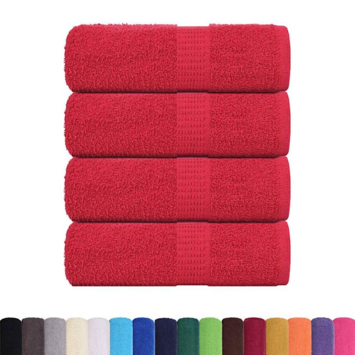 VIDAXL Serviettes de visage 4 pcs rouge 30x30 cm 360 g m² 100% coton