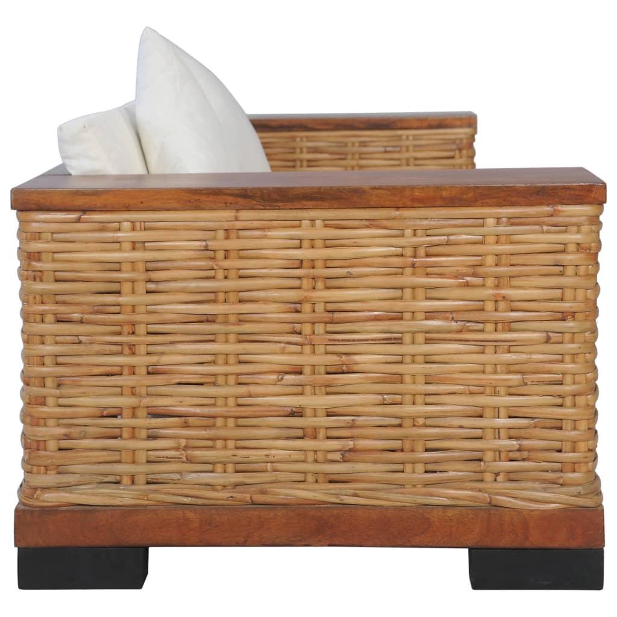 Voir la diapositive 3 : VIDAXL Canape a 2 places avec coussins Marron Rotin naturel