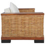 Voir la diapositive 3 : VIDAXL Canape a 2 places avec coussins Marron Rotin naturel
