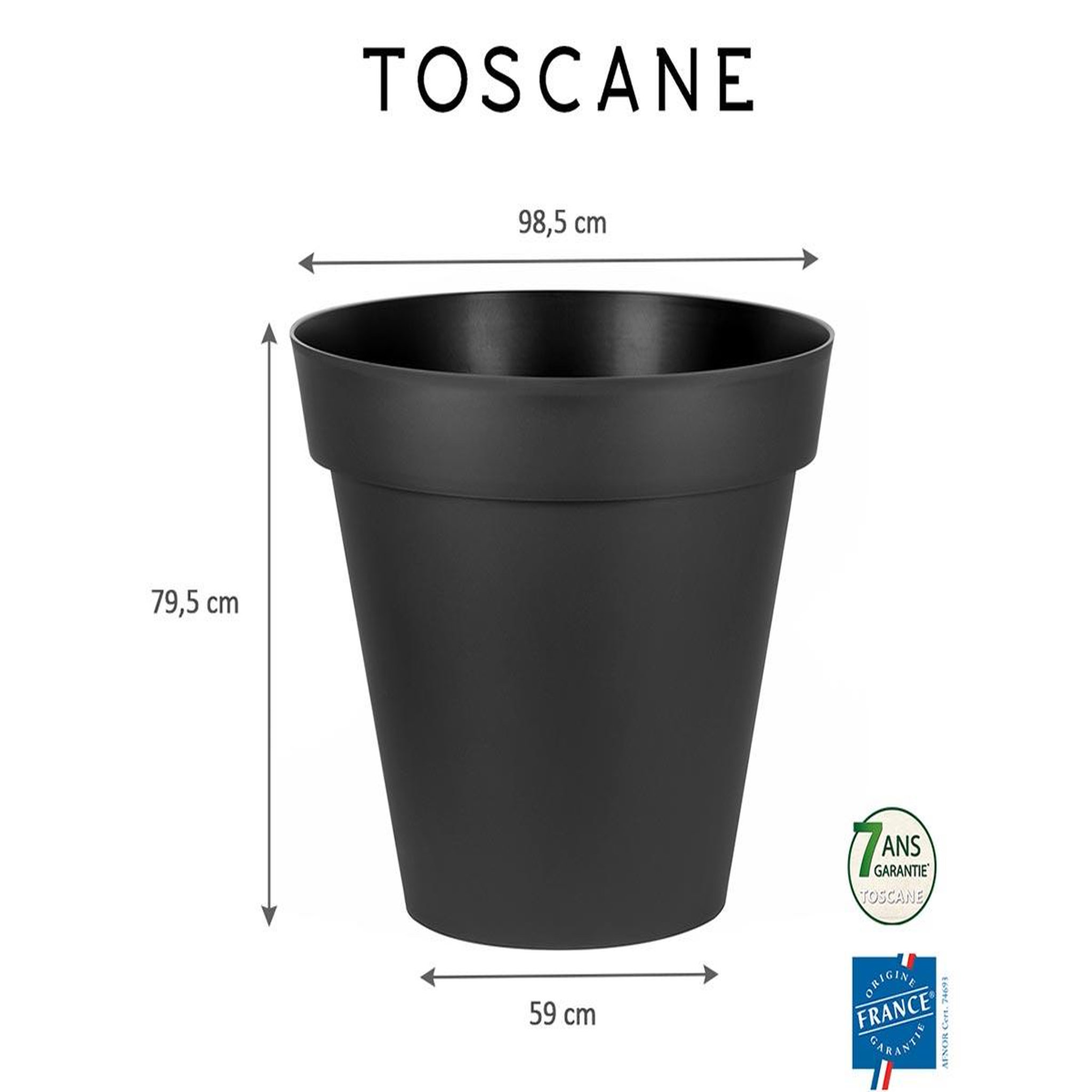 Voir la diapositive 2 : Eda Pot de fleur rond toscane ø 100 x h.79 cm - anthracite - eda