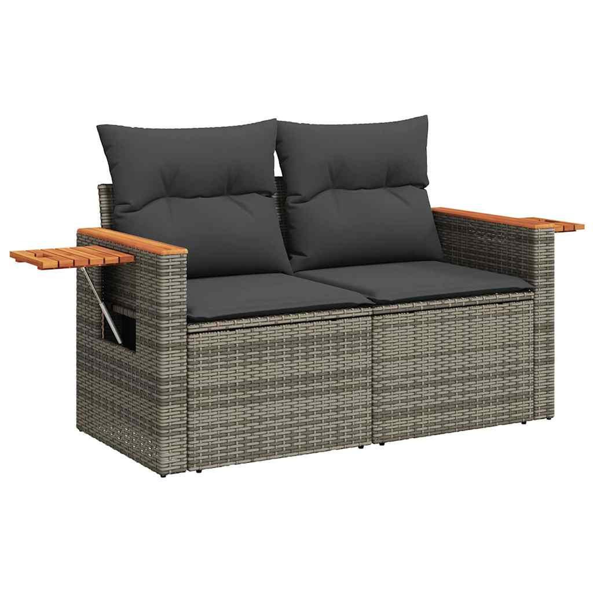 Voir la diapositive 4 : VIDAXL Salon de jardin avec coussins 7 pcs gris resine tressee acacia