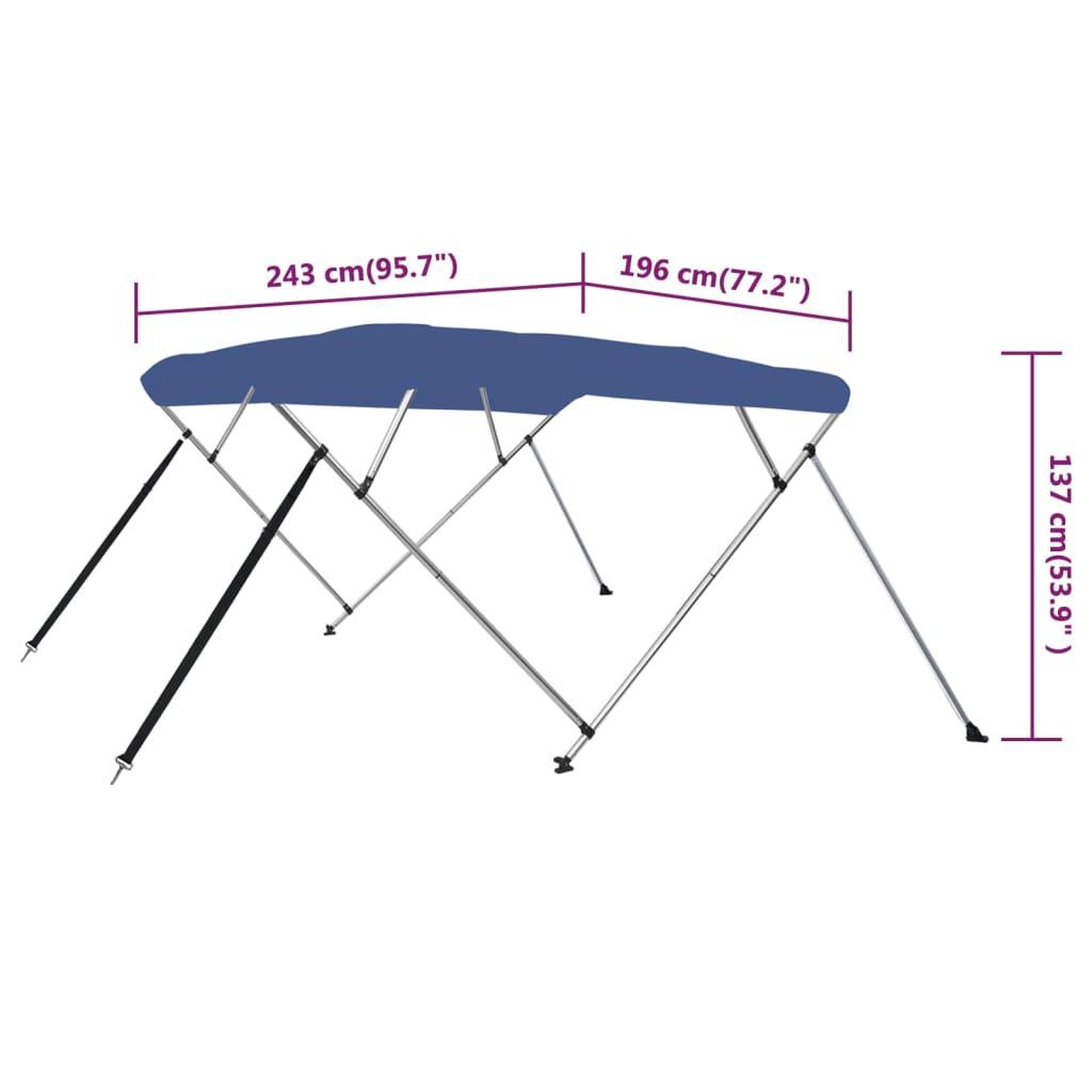 Voir la diapositive 6 : VIDAXL Auvent bimini a 4 arceaux Bleu 243x196x137 cm