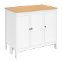 Voir la diapositive 6 : ID MARKET Ensemble table de bar îlot Achille et 2 tabourets bois blanc plateau façon hêtre