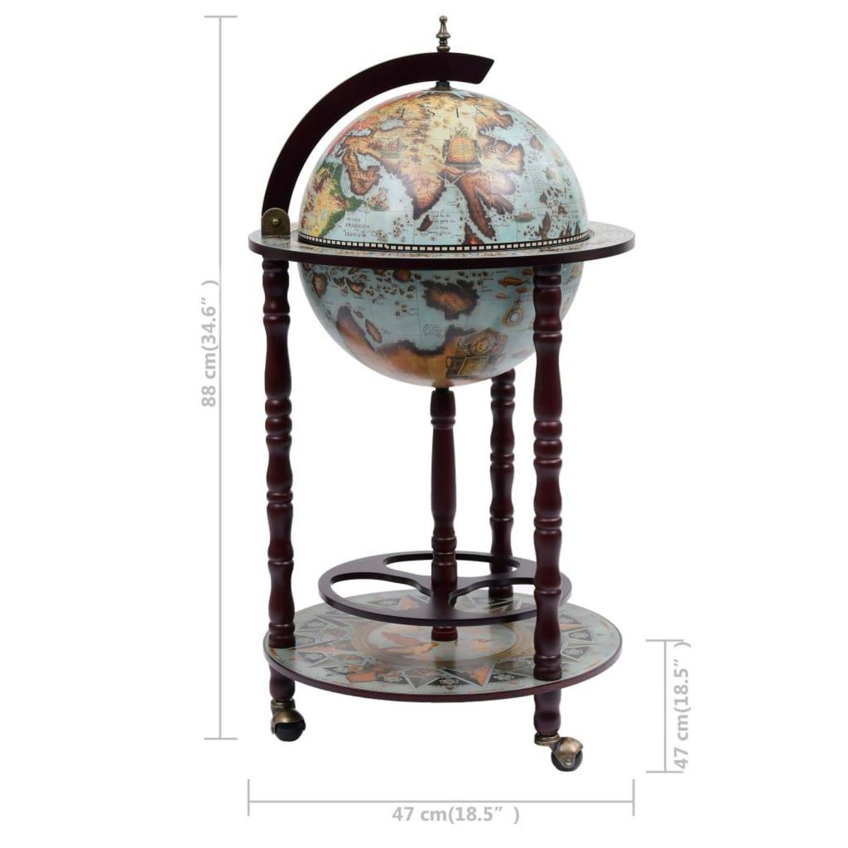 VIDAXL Bar sous forme de globe Bois d'eucalyptus Bleu
