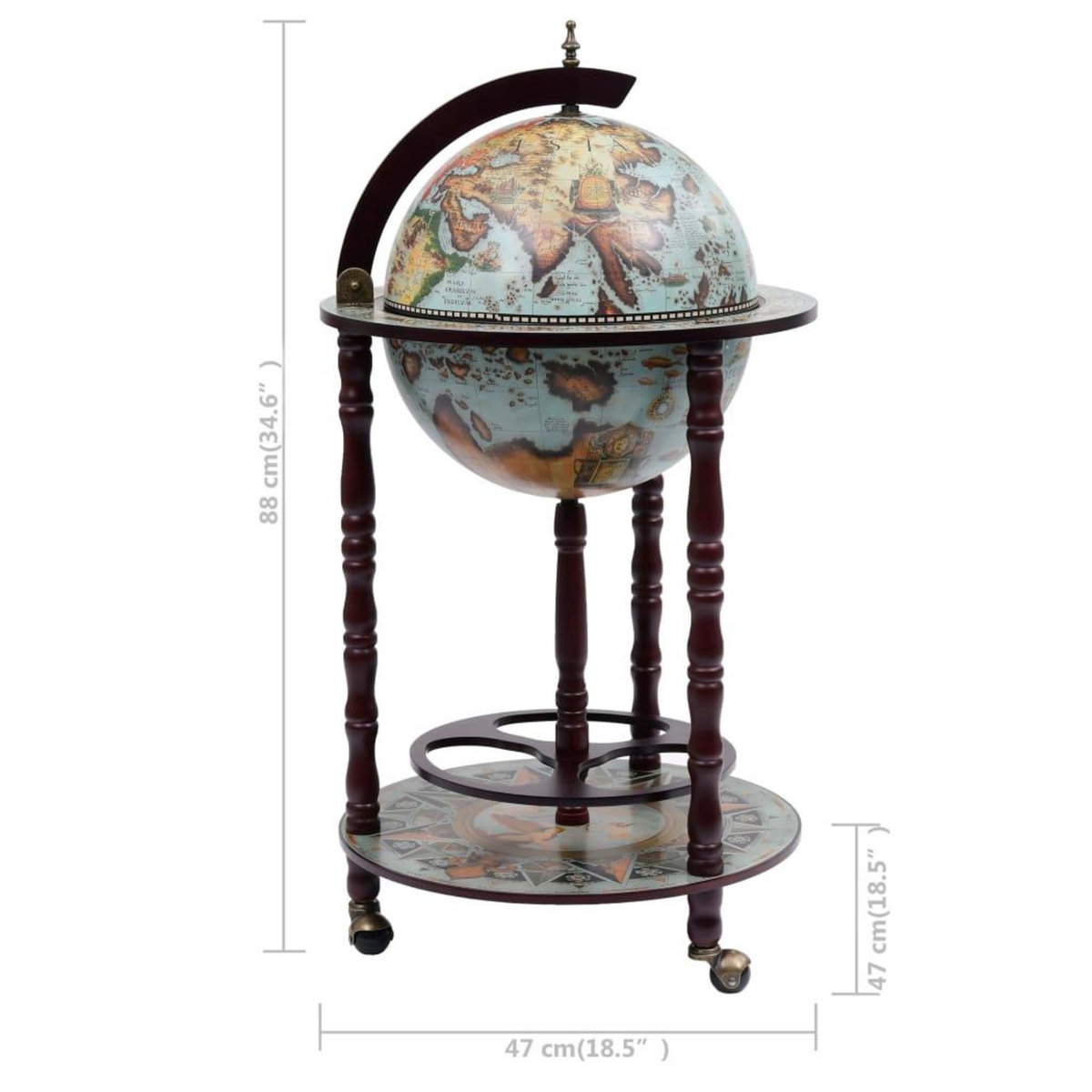 VIDAXL Bar sous forme de globe Bois d'eucalyptus Bleu