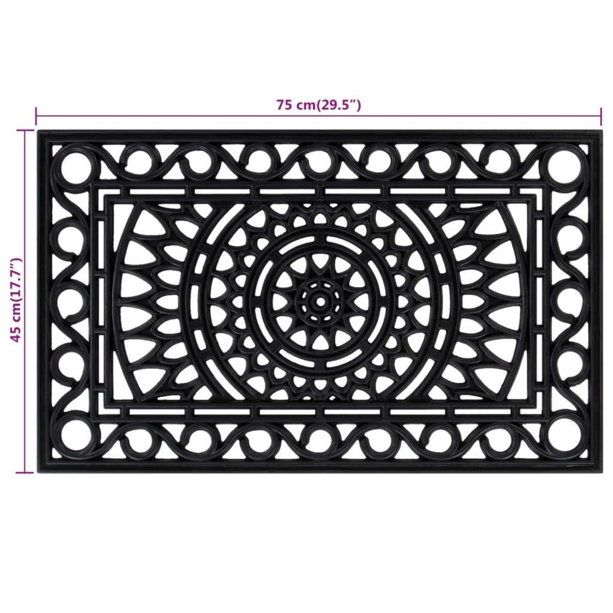 VIDAXL Paillasson rectangulaire 45x75 cm caoutchouc