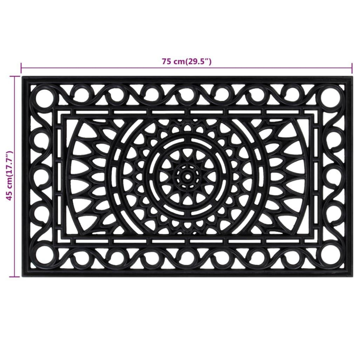 VIDAXL Paillasson rectangulaire 45x75 cm caoutchouc