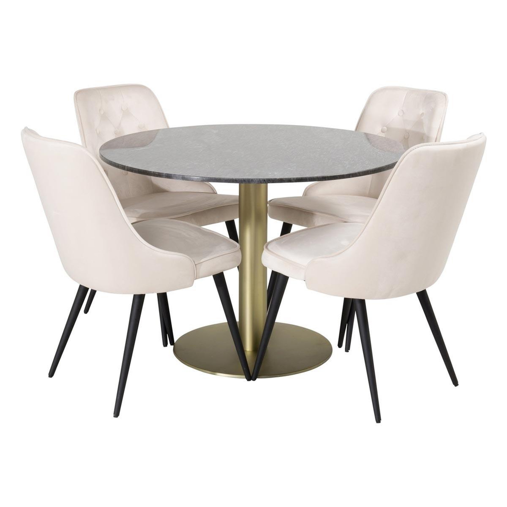 Paris Prix Ensemble Table à Manger & 4 Chaises  Estelle II & Deluxe I  106cm Gris Foncé & Beige