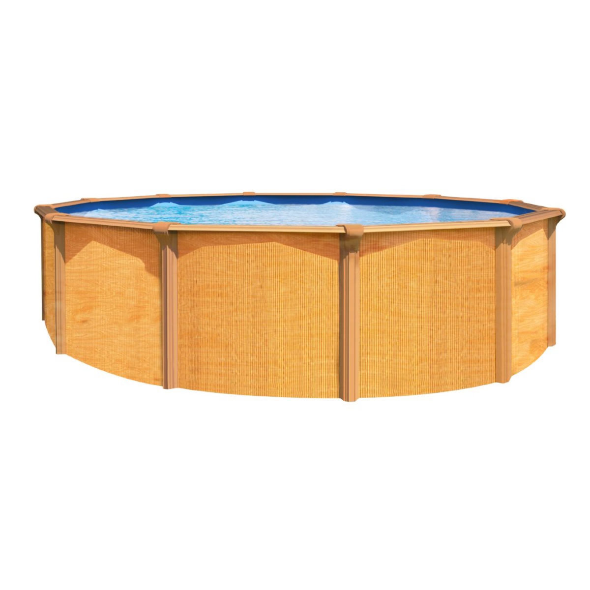 trigano Piscine ronde métal hors sol aspect bois 4,90 x 1,32 m OSMOSE