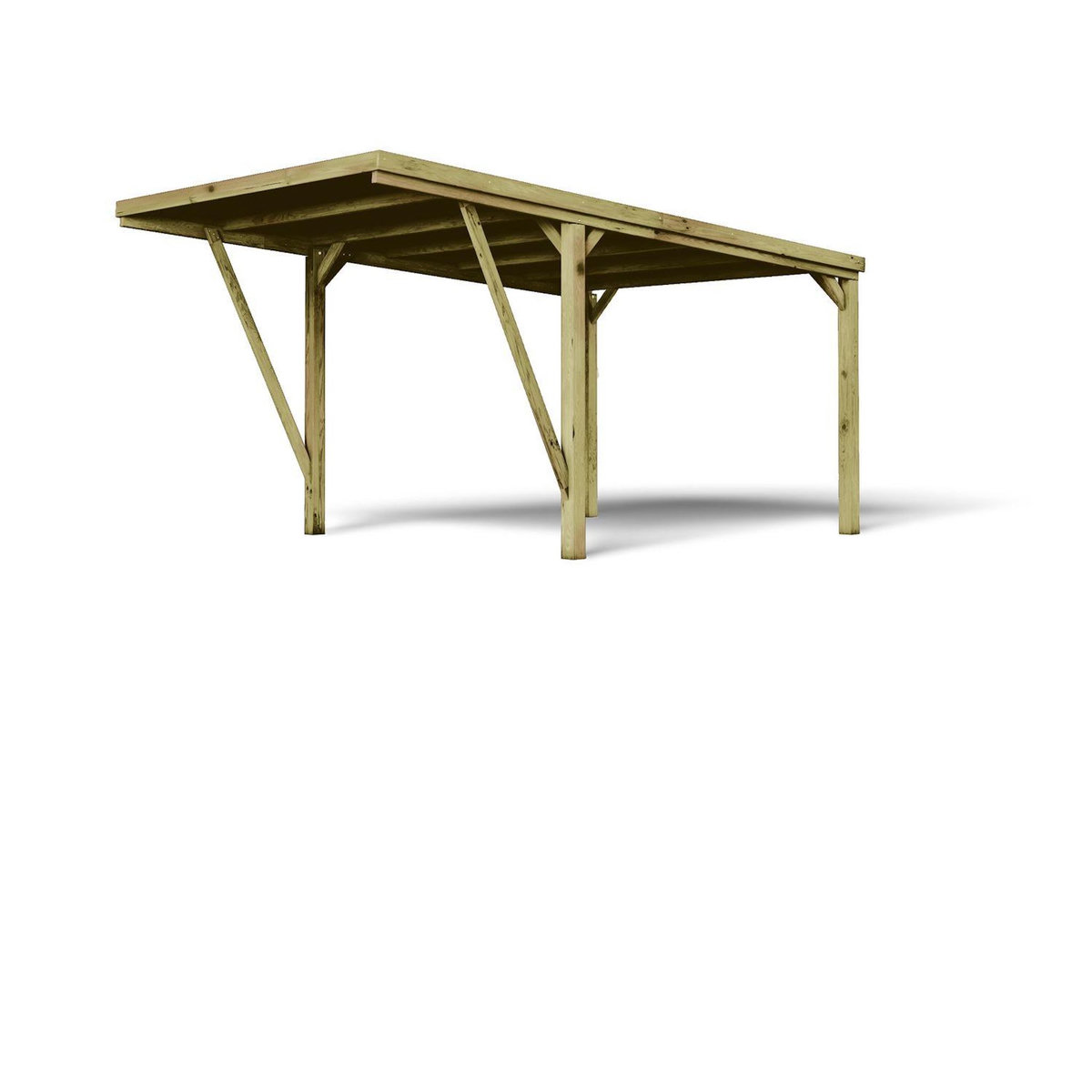 Forest Style Carport toit plat - Bois traité autoclave - 16,5 m² - VICTOR MODERN