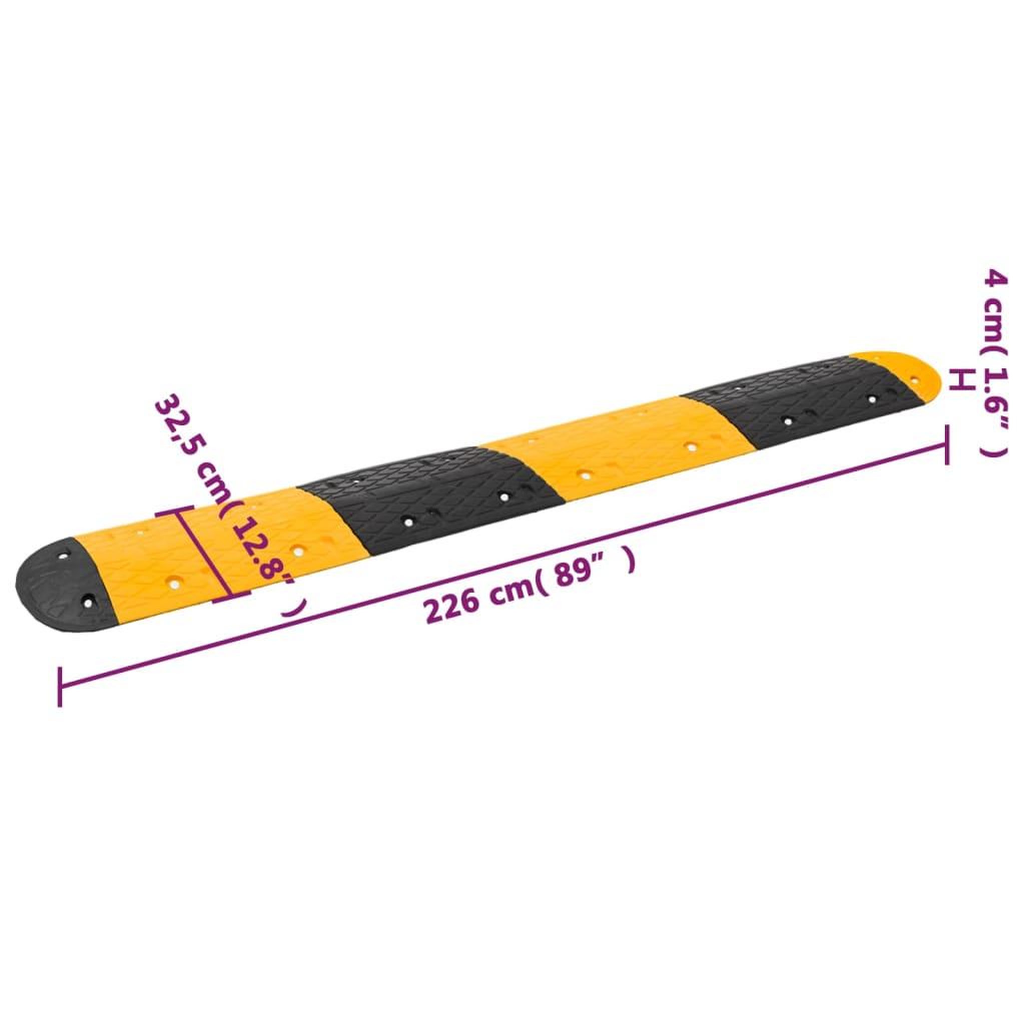 Voir la diapositive 6 : VIDAXL Ralentisseur Jaune et noir 226x32,5x4 cm Caoutchouc