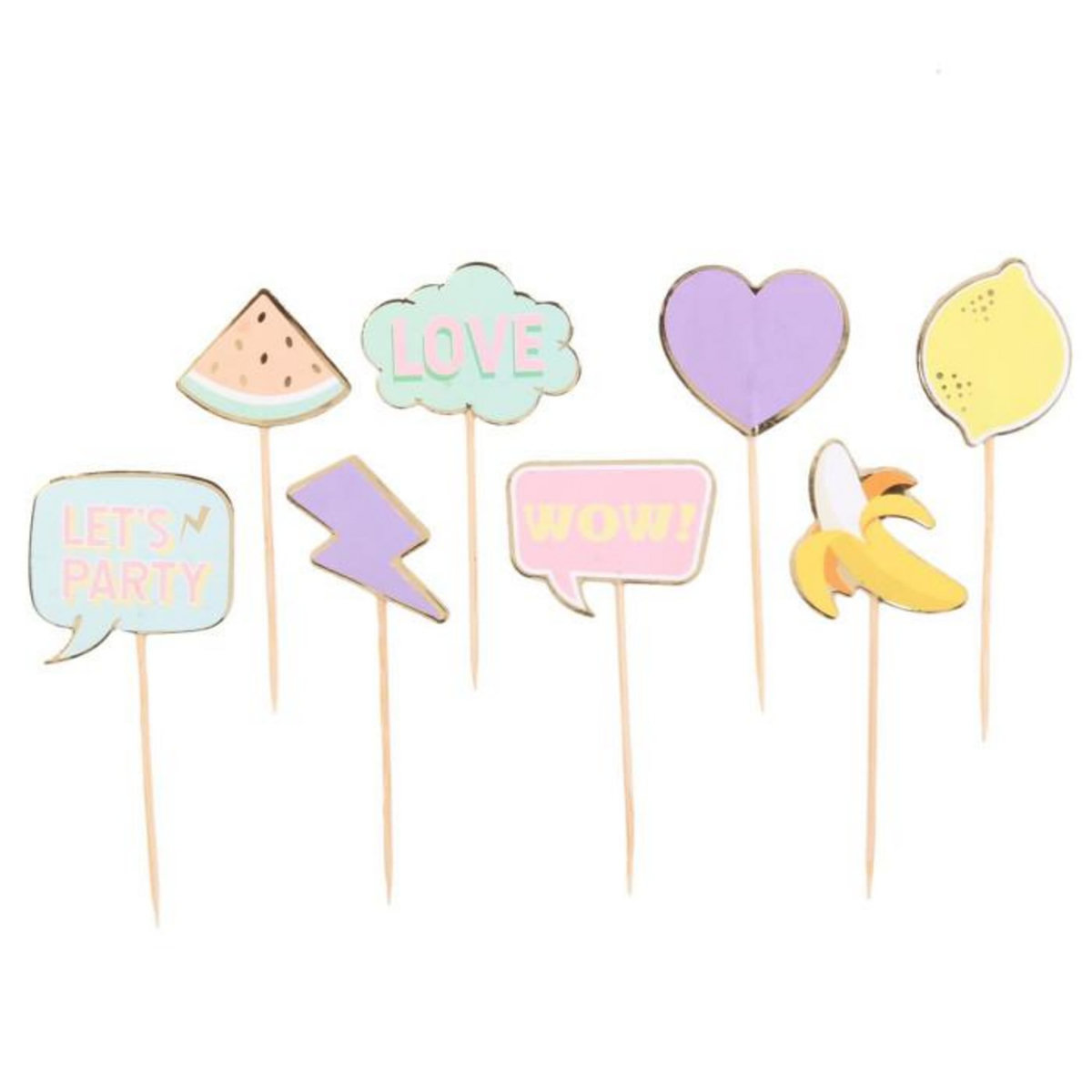 Paris Prix Lot de 8 Piques Décoratifs  Party  11cm Multicolore