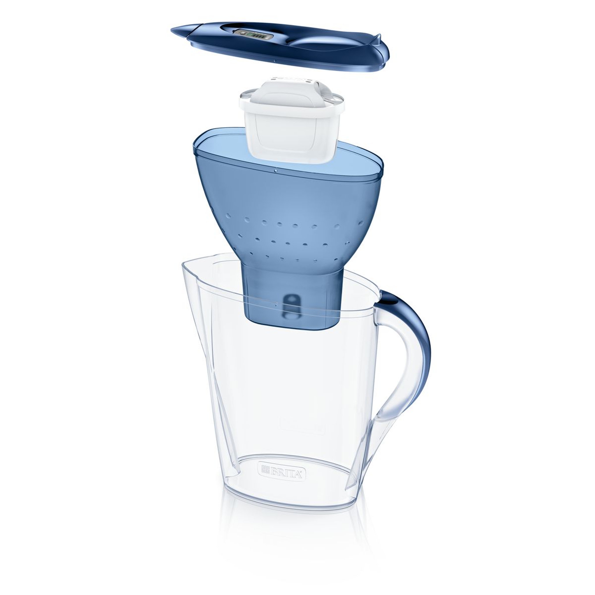 Voir la diapositive 3 : BRITA Carafe filtrante Marella bleue + 1 filtre MAXTRA+ inclus         