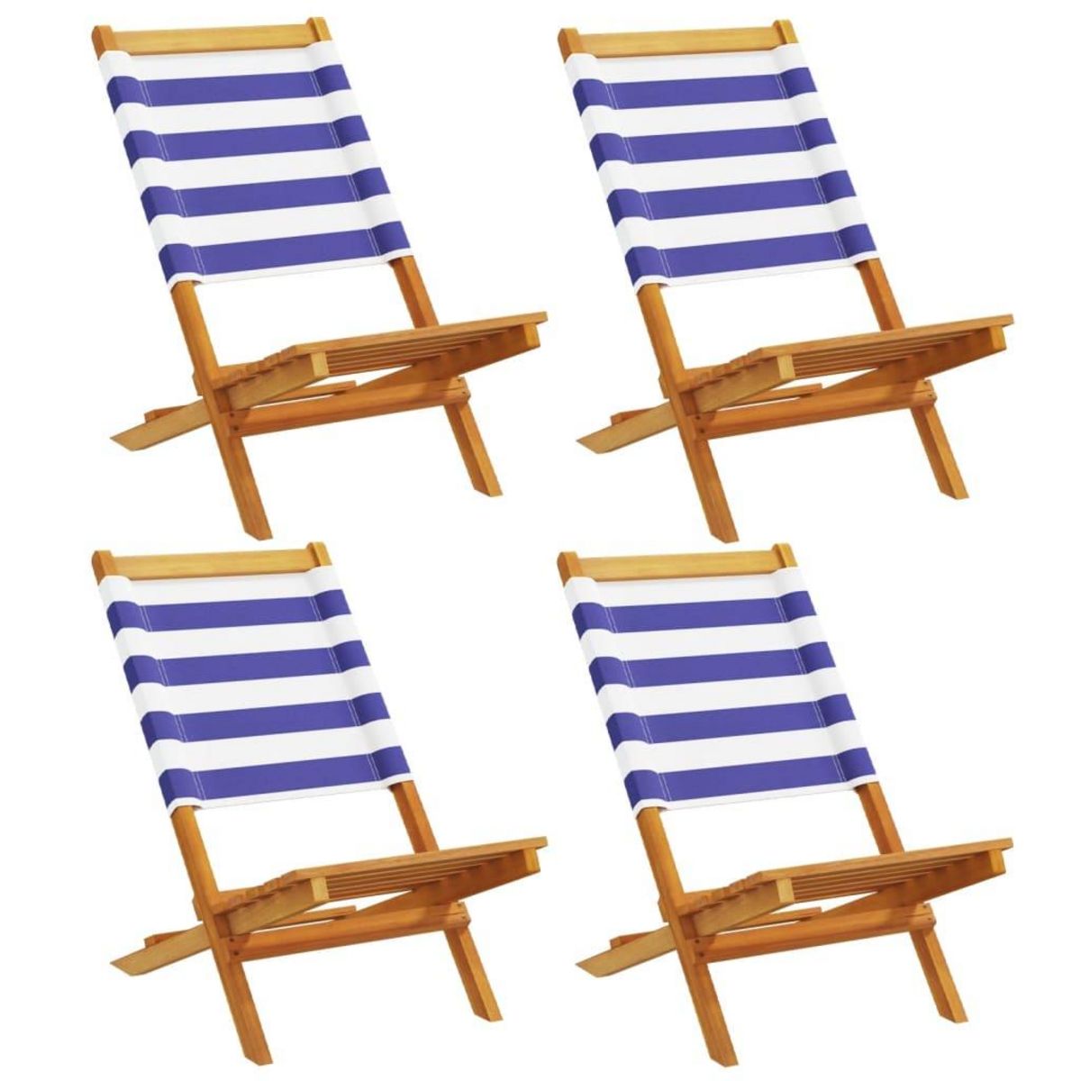 VIDAXL Chaises de jardin pliantes lot de 4 tissu et bois massif