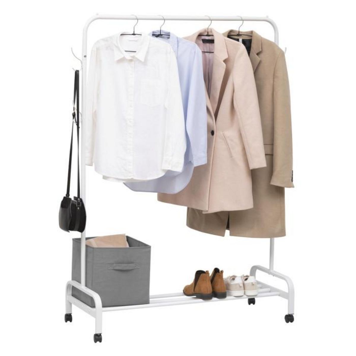 FIVE Portant à Vêtements en Métal  Patères  160cm Blanc