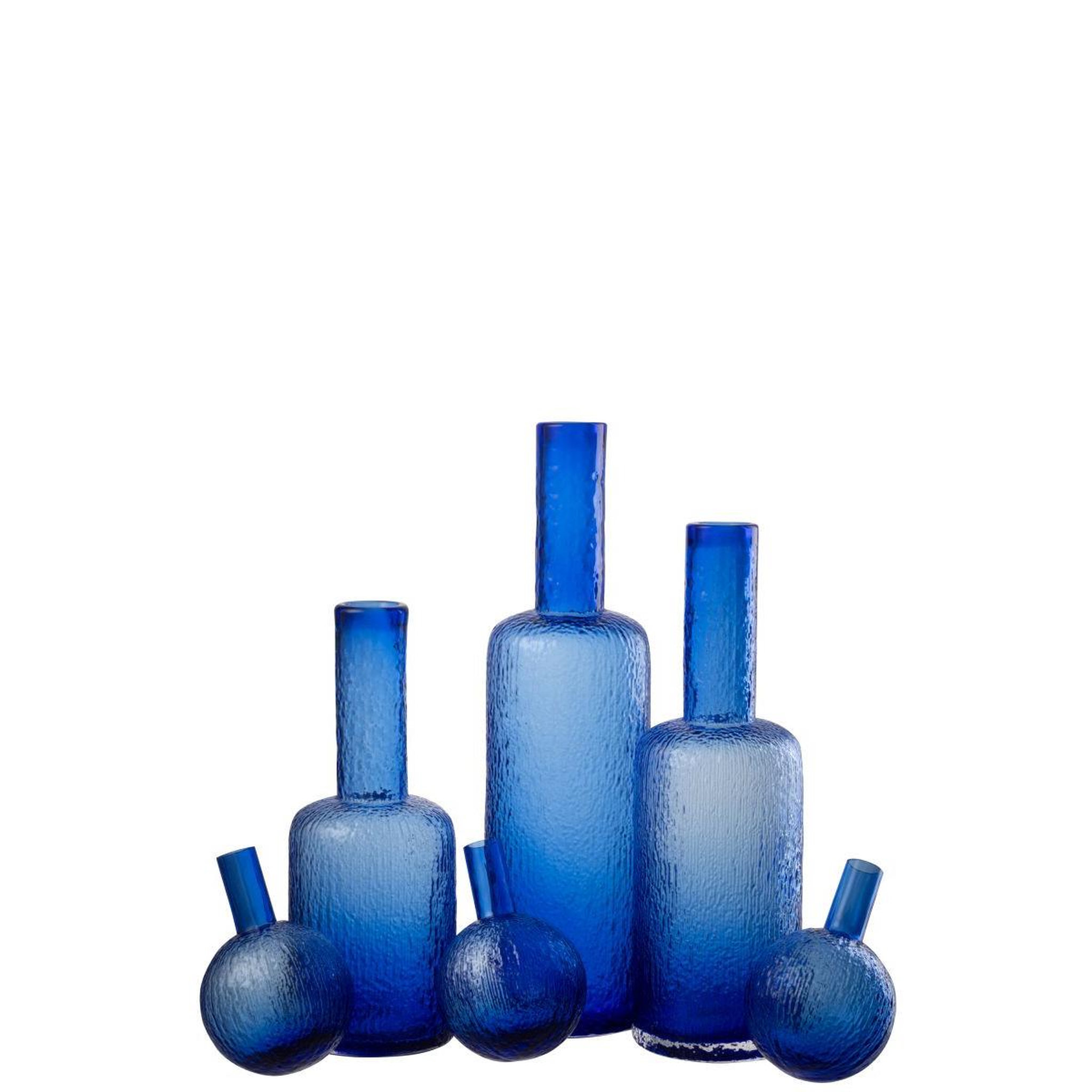 Voir la diapositive 4 : J-LINE Bouteille déco en verre  spiaggia  43cm bleu