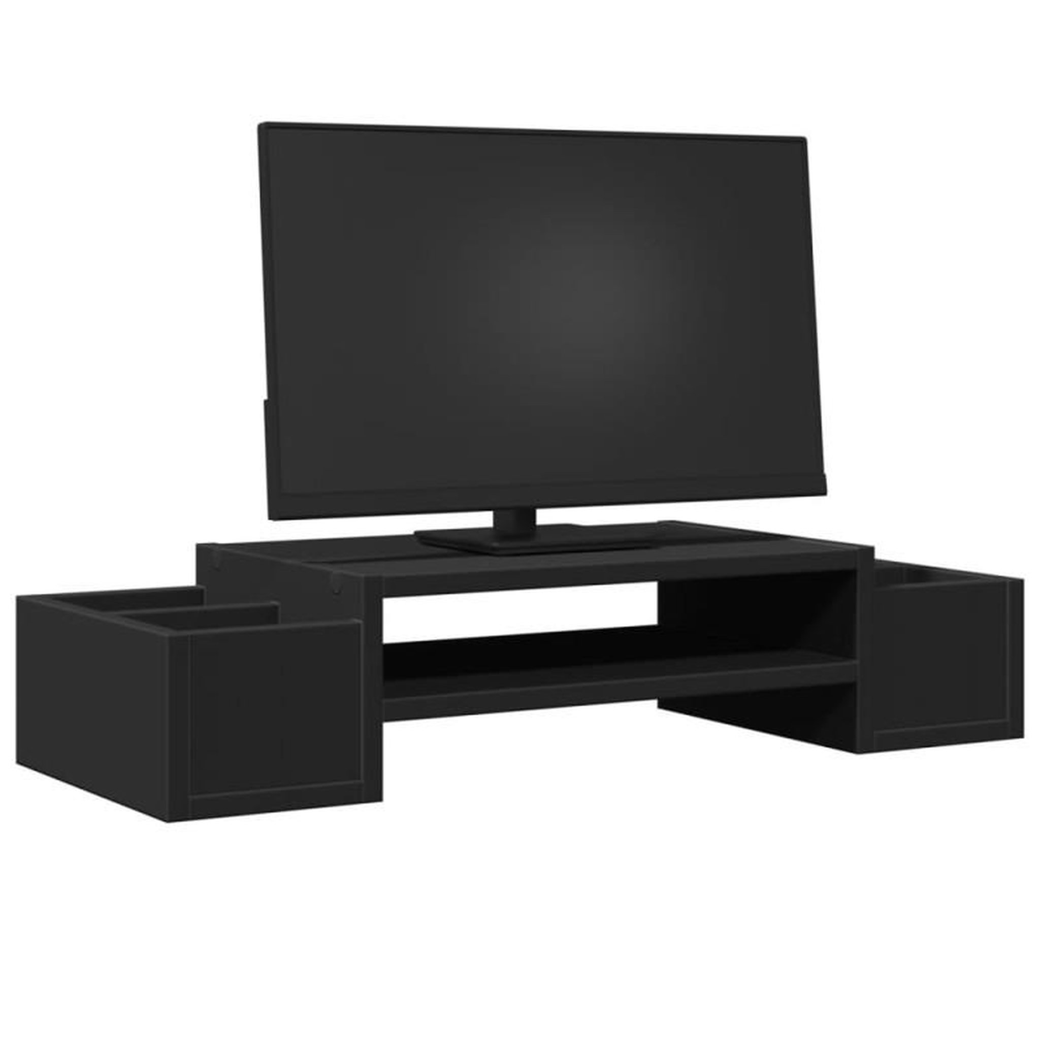 Voir la diapositive 3 : VIDAXL Support de moniteur avec rangement noir bois d ingénierie