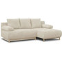 Voir la diapositive 3 : MARKET24 Canapé d'angle droit convertible MIKA 3 places - Velours côtelé beige - Coffre de rangement - L218 x P98/145 x H84 cm