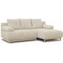 Voir la diapositive 3 : MARKET24 Canapé d'angle droit convertible MIKA 3 places - Velours côtelé beige - Coffre de rangement - L218 x P98/145 x H84 cm