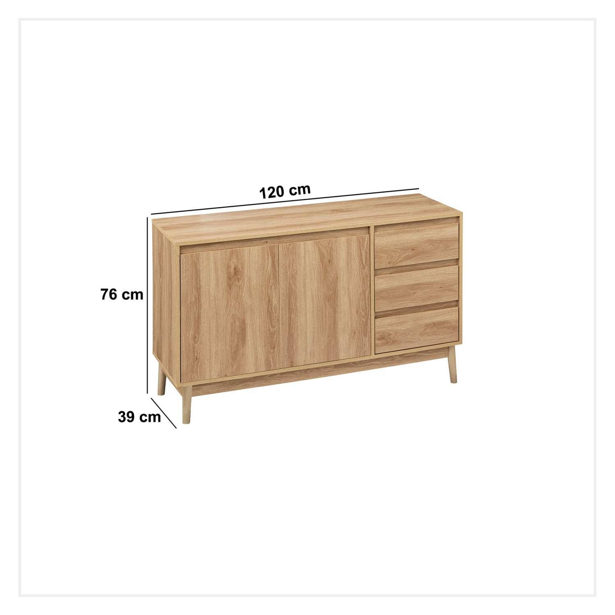 Voir la diapositive 3 : FIVE Buffet 2 portes et 3 tiroirs Liam en bois - Marron