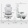 Voir la diapositive 3 : HOMCOM Chaise de bureau ergonomique inclinable support lombaires repose-pied blanc gris