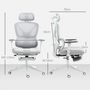 Voir la diapositive 3 : HOMCOM Chaise de bureau ergonomique inclinable support lombaires repose-pied blanc gris